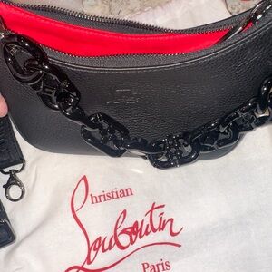 Christian Louboutin Black Shoulder Bag with Red Interior